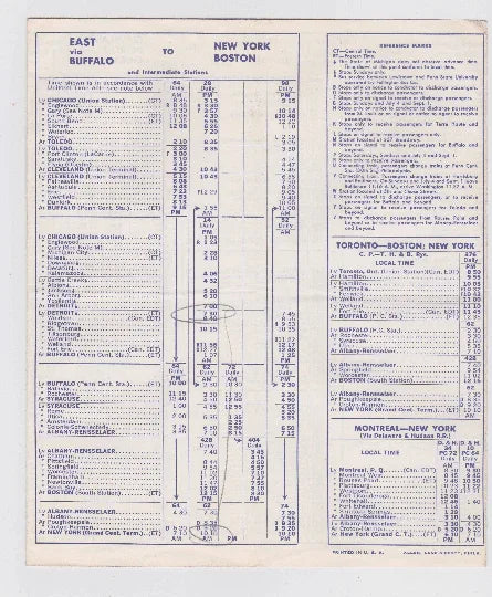Penn Central Railroad 1969 East West Timetable - TulipStuff