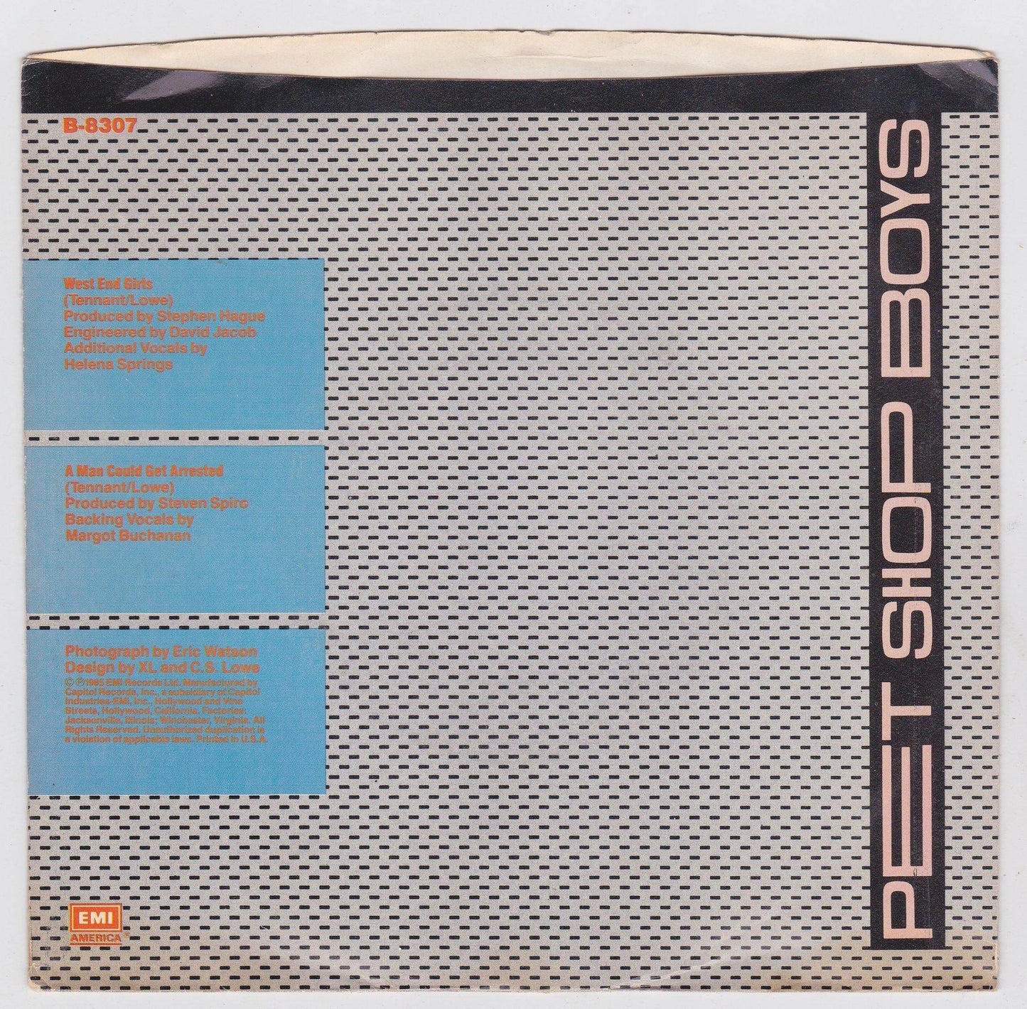 Pet Shop Boys West End Girls 7" 45rpm Vinyl Record Synthpop 1985 - TulipStuff