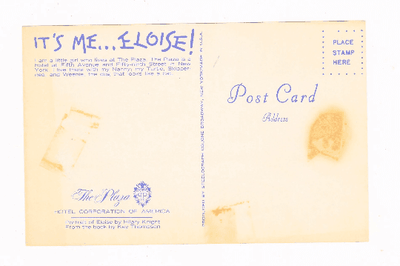 The Plaza Hotel New York It's Me Eloise 1960's Postcard - TulipStuff