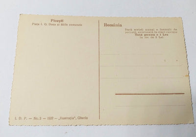 Ploesti Romania I.G. Duca Plaza And Communal Baths 1937 - TulipStuff