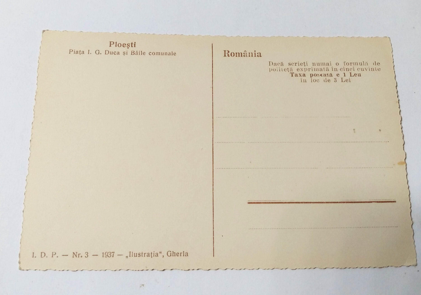 Ploesti Romania I.G. Duca Plaza And Communal Baths 1937 - TulipStuff