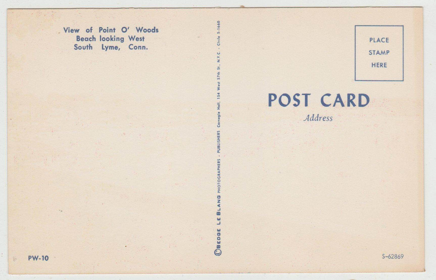 View of Point O' Woods Beach South Lyme Connecticut 1950's Postcard - TulipStuff