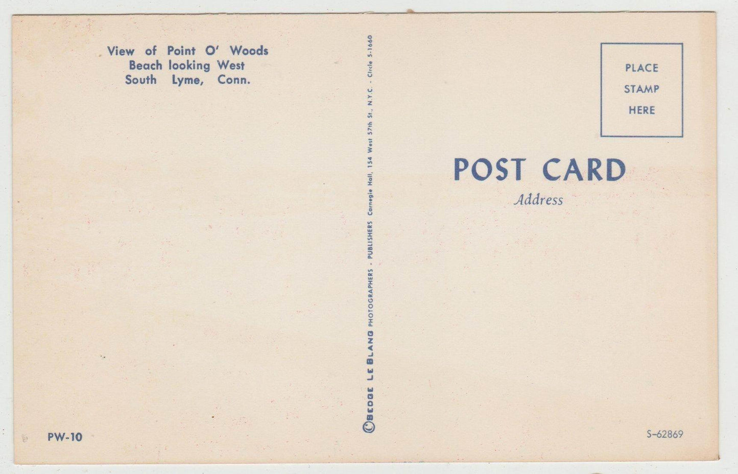View of Point O' Woods Beach South Lyme Connecticut 1950's Postcard - TulipStuff