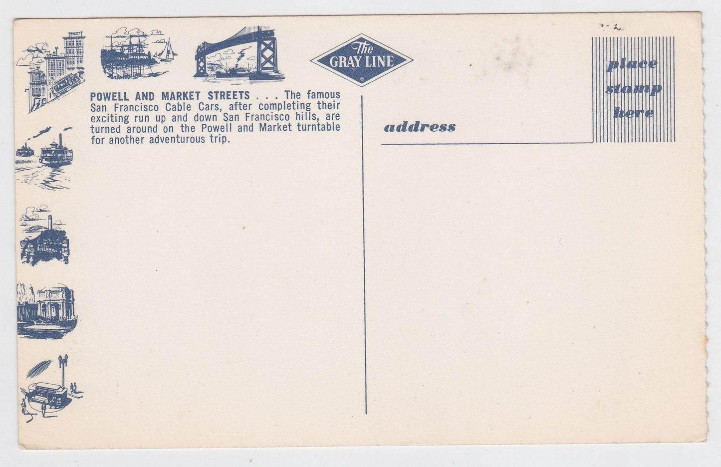 Powell and Market Streets San Francisco Cable Car Late '50's Early '60s - TulipStuff