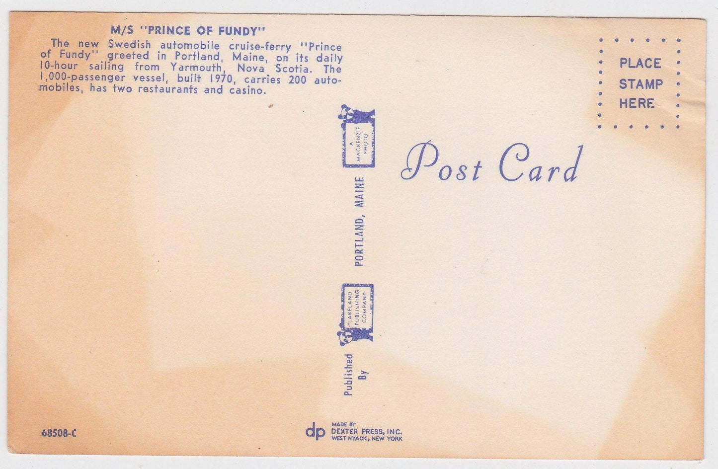 MS Prince of Fundy Cruise Ferry At Portland Maine 1970's - TulipStuff