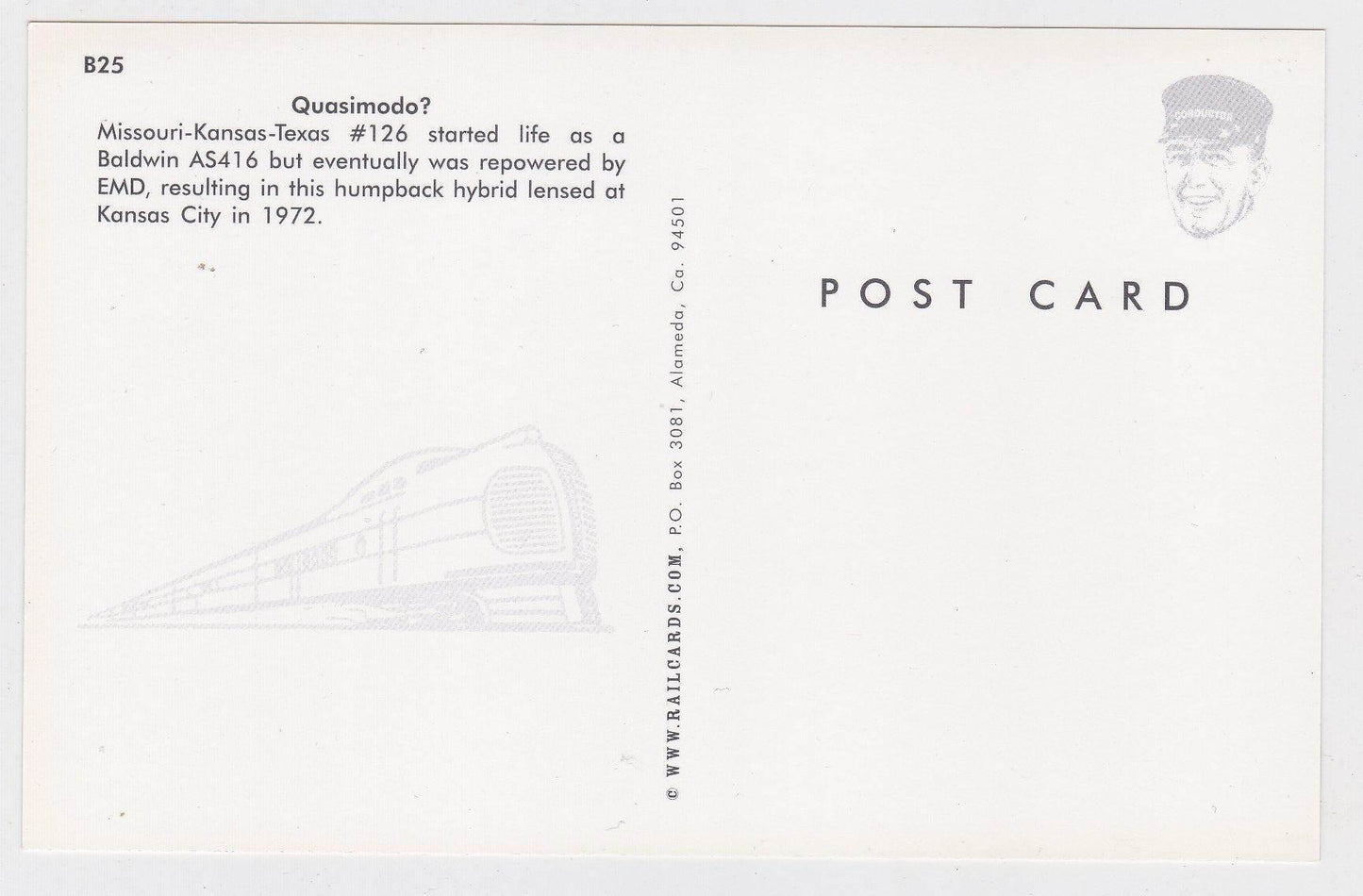 Katy Missouri-Kansas-Texas Railroad Humpback Hybrid Diesel Locomotive - TulipStuff