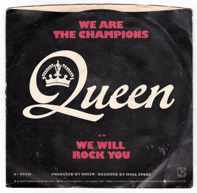 Queen We Are The Champions b/w We Will Rock You 7" Vinyl Caterpillar Label - TulipStuff