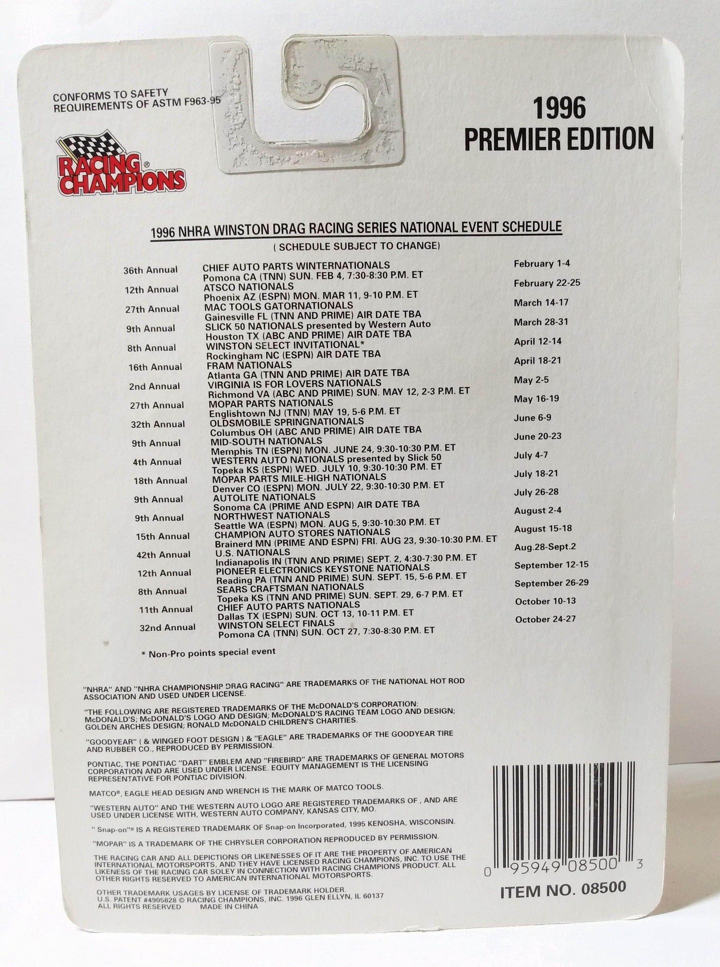 Racing Champions 96 Premier Gary Clapshaw Fuelish Pleasure Funny Car - TulipStuff