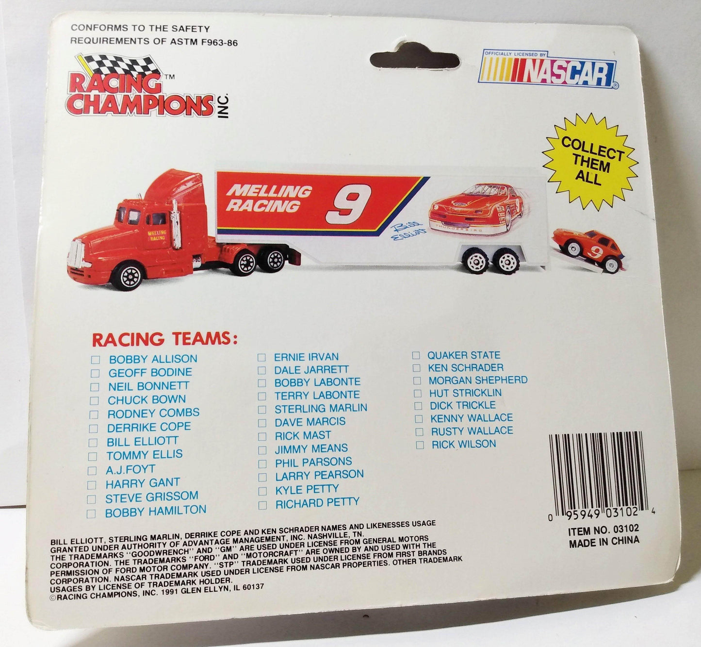 Racing Champions Micro Team Transporter 1992 Derrike Cope Purolator - TulipStuff