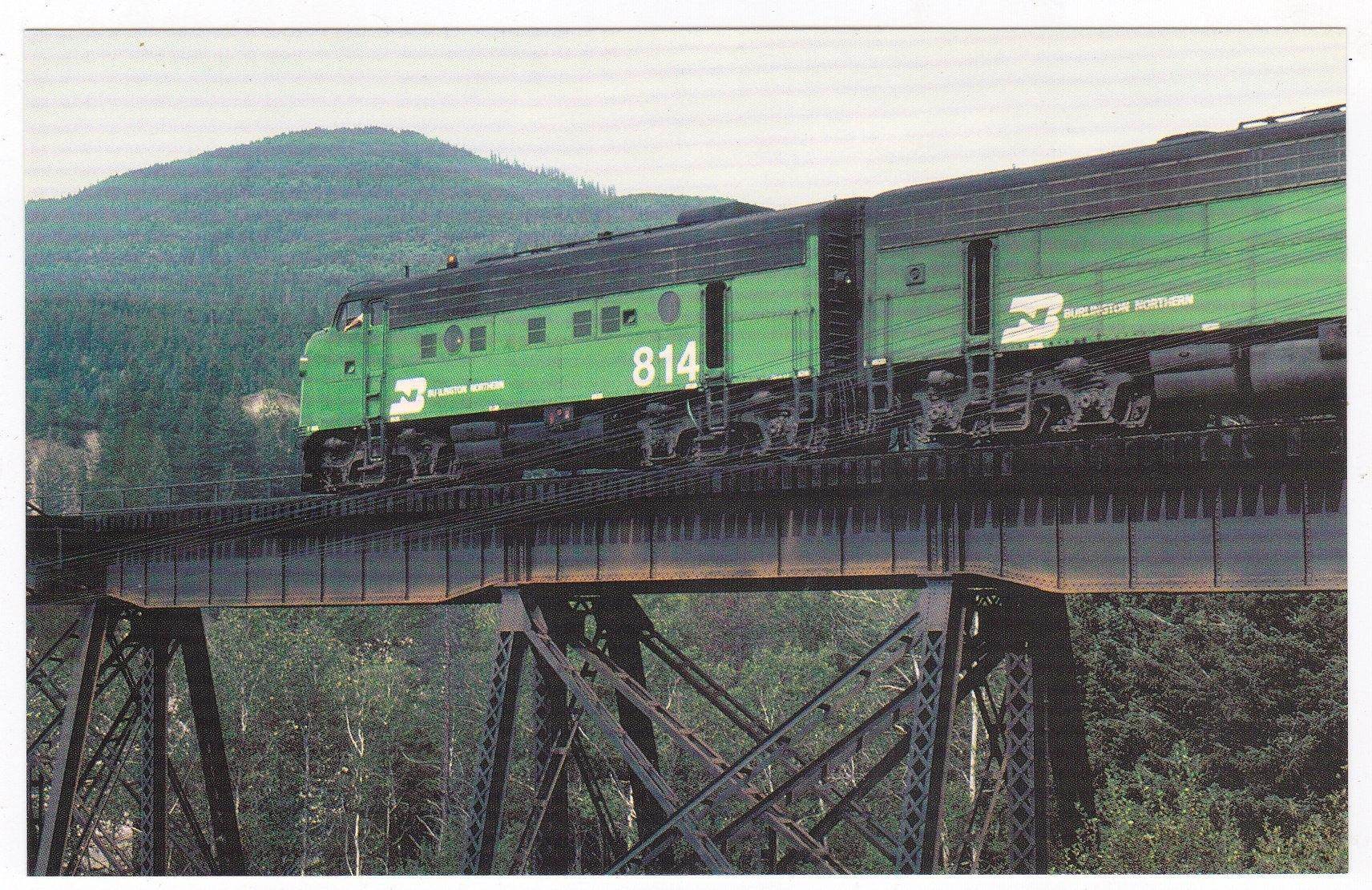 Burlington Northern EMD F9 Locomotive Hungry Horse Montana Postcard - TulipStuff