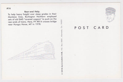 Burlington Northern EMD F9 Locomotive Hungry Horse Montana Postcard - TulipStuff
