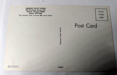 Regency Hyatt House Hotel Lobby Atlanta Georgia 1970's Postcard - TulipStuff