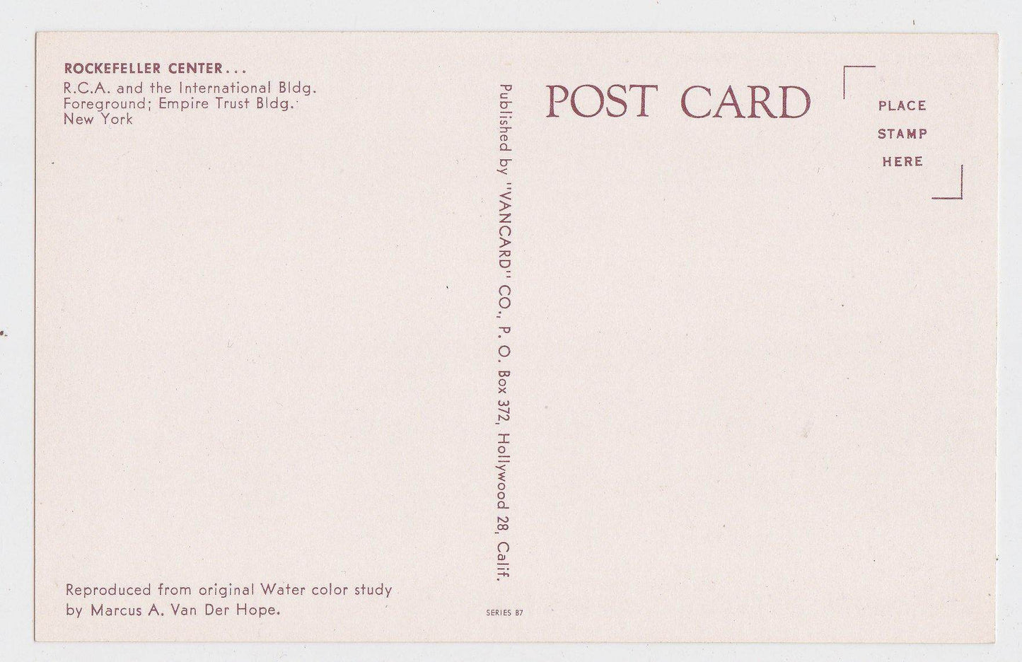 Rockefeller Center RCA Building New York City 1950's Postcard - TulipStuff