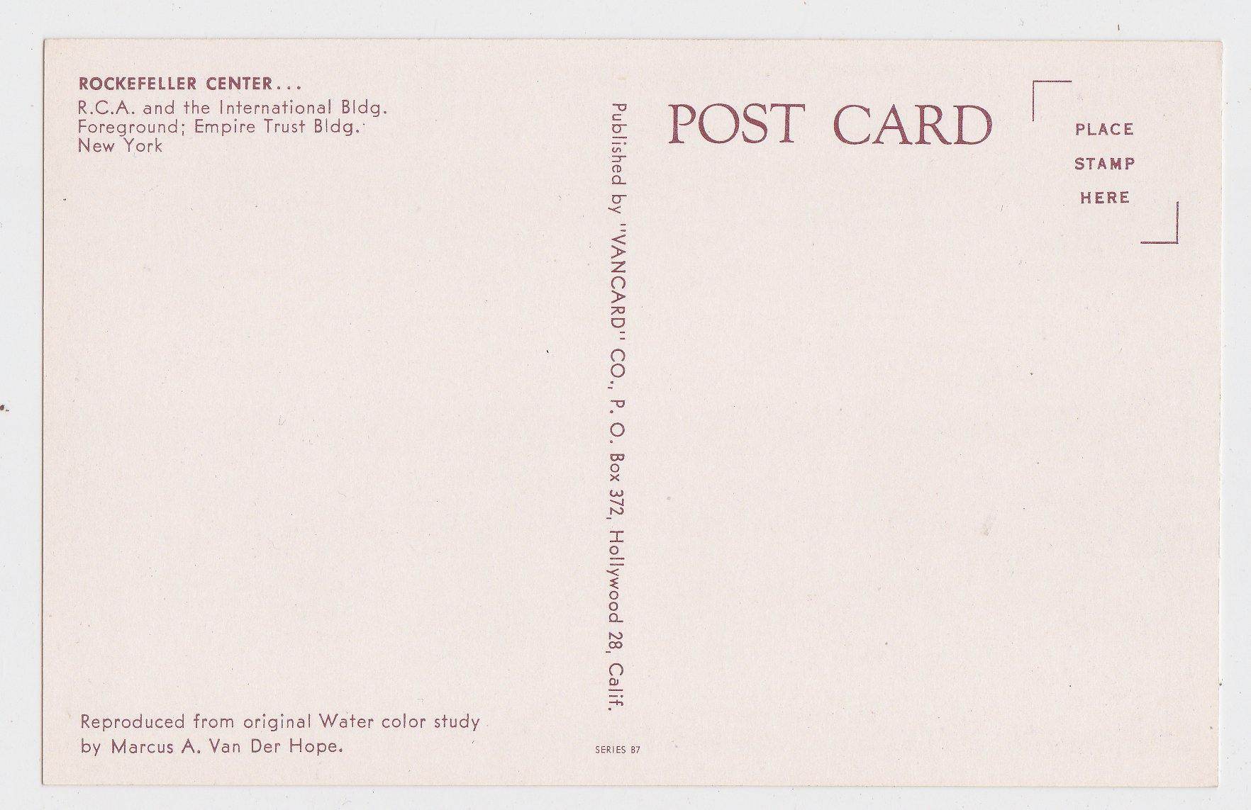 Rockefeller Center RCA Building New York City 1950's Postcard - TulipStuff