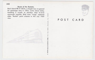 Rock Island Railroad Commuter Train EMD F7 Locomotive Postcard - TulipStuff