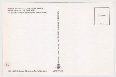 Winter Rockport Harbor Cape Ann Massachusetts 1950's Postcard - TulipStuff