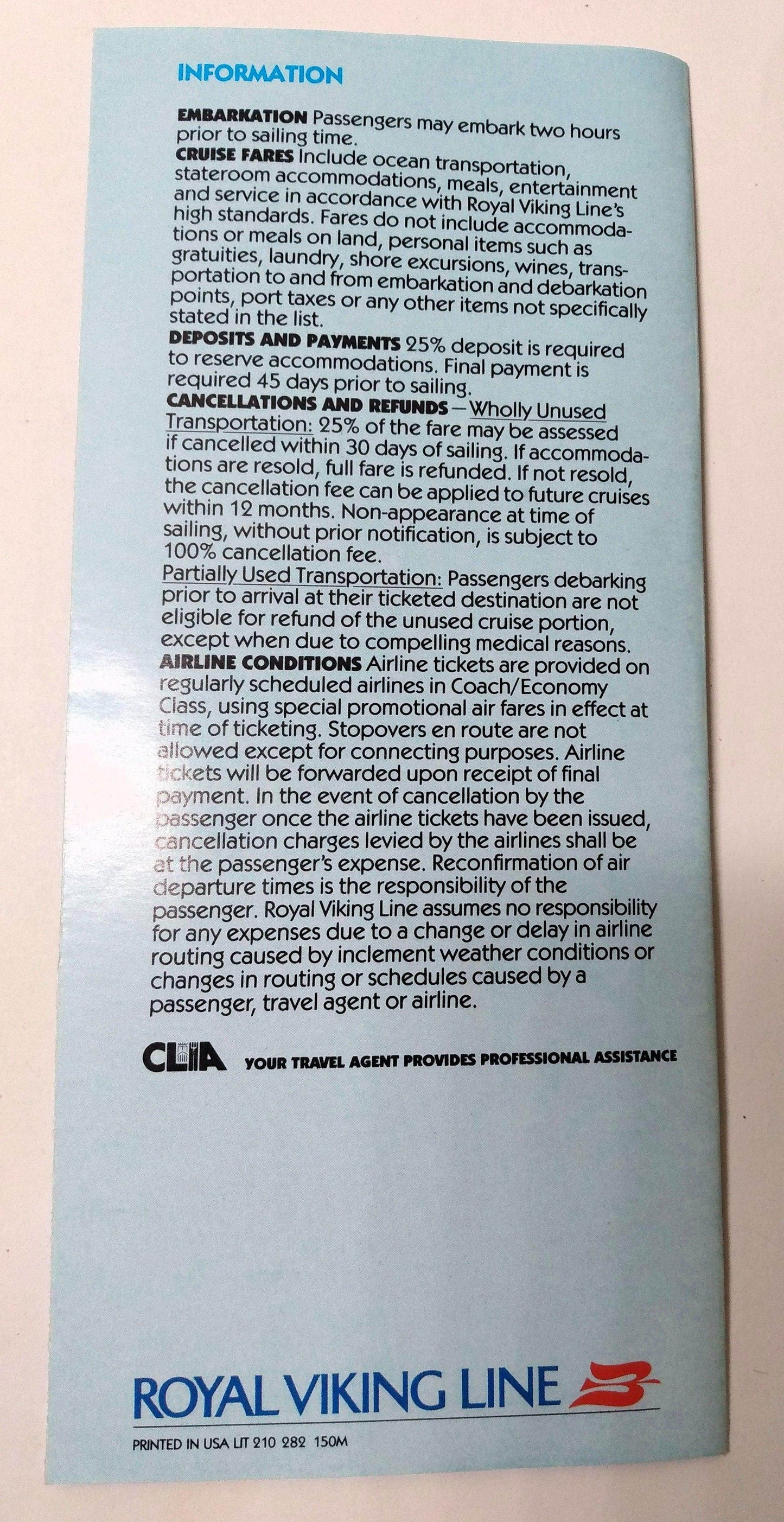 Royal Viking Line 1982 Alaska Canada New England Cruise Brochure - TulipStuff