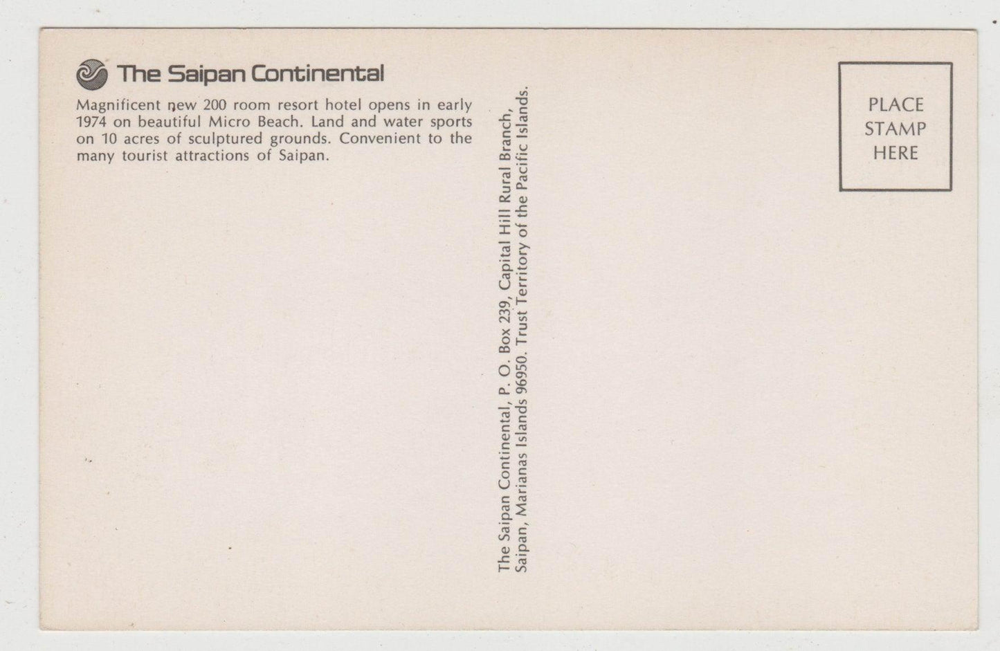 Micro Beach Saipan Continental Hotel Northern Mariana Islands 1974 - TulipStuff