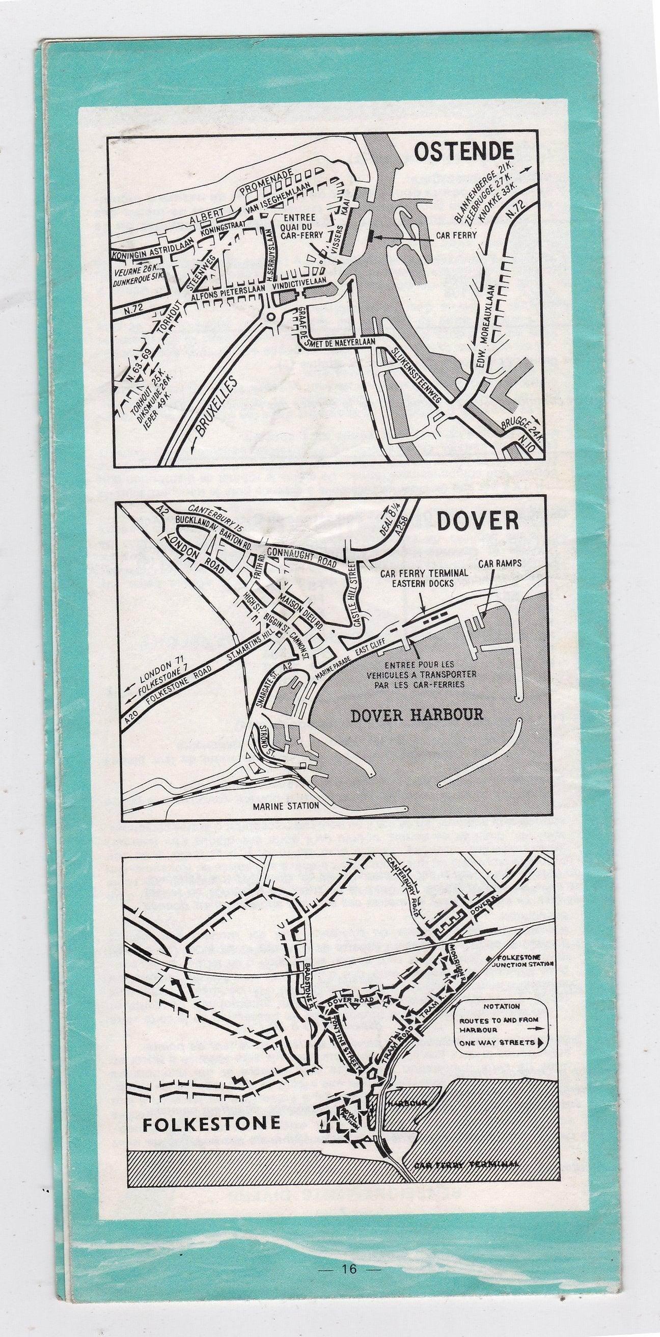 Sealink 1972 Car Ferry Schedule Dover Ostende Harwich Folkestone French - TulipStuff