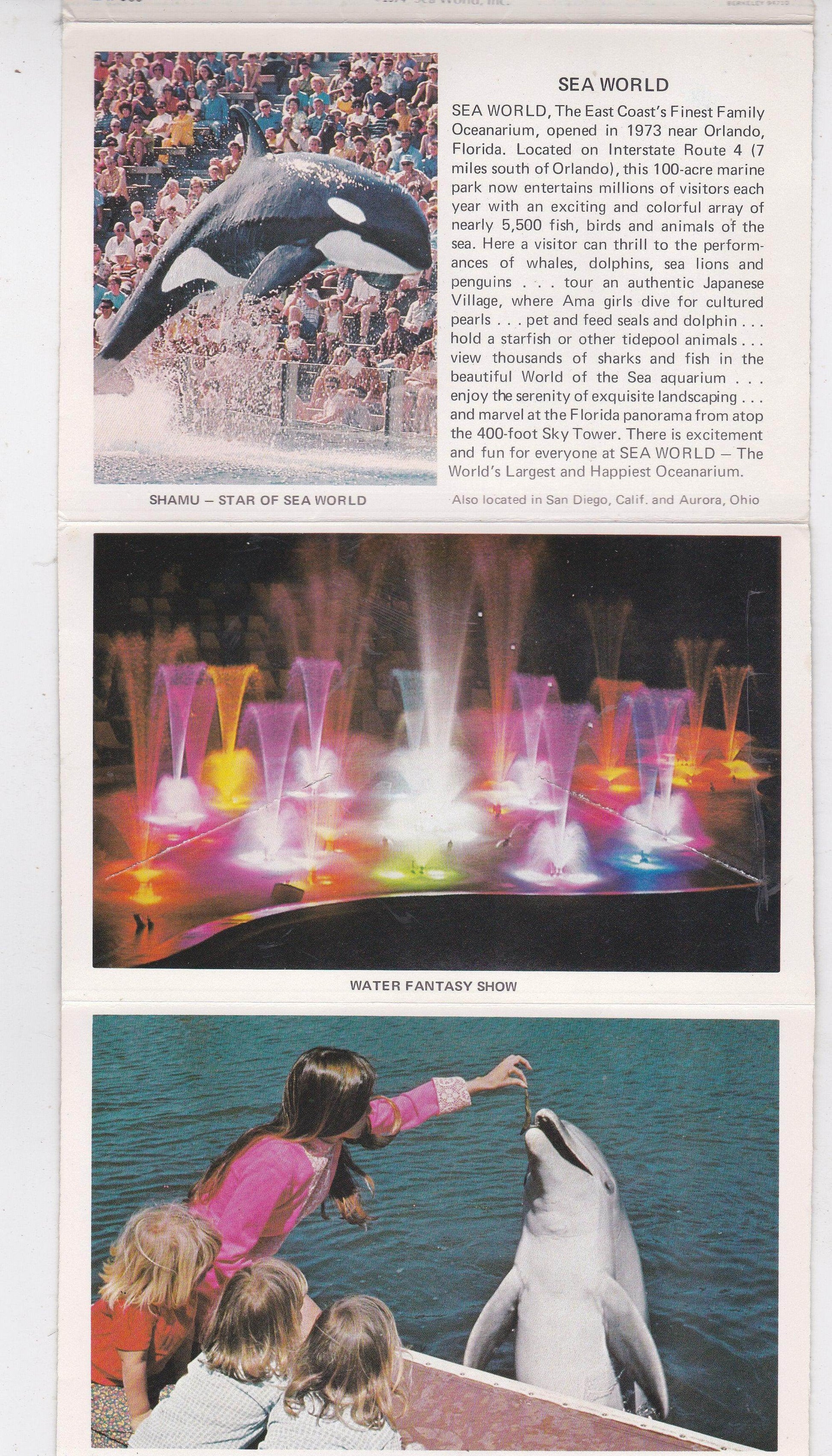 Sea World Orlando Florida 12 View Souvenir Postcard Folder 1974 - TulipStuff