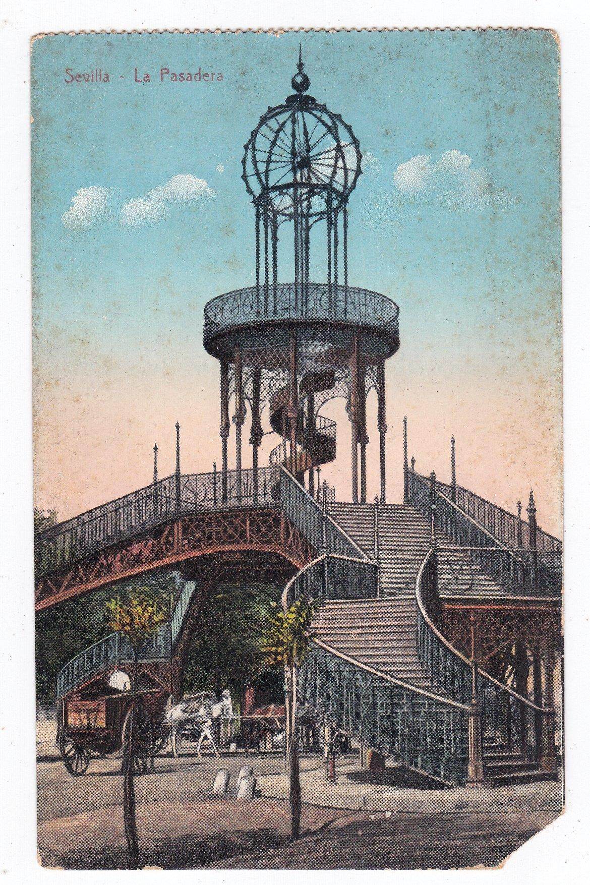 Sevilla Spain La Pasadera Iron Pedestrian Walkway 1900's Postcard - TulipStuff