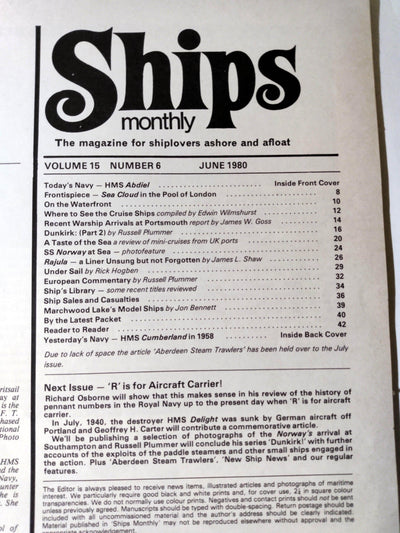 Ships Monthly Magazine June 1980 ss Norway Rajula Dunkirk UK Cruises - TulipStuff