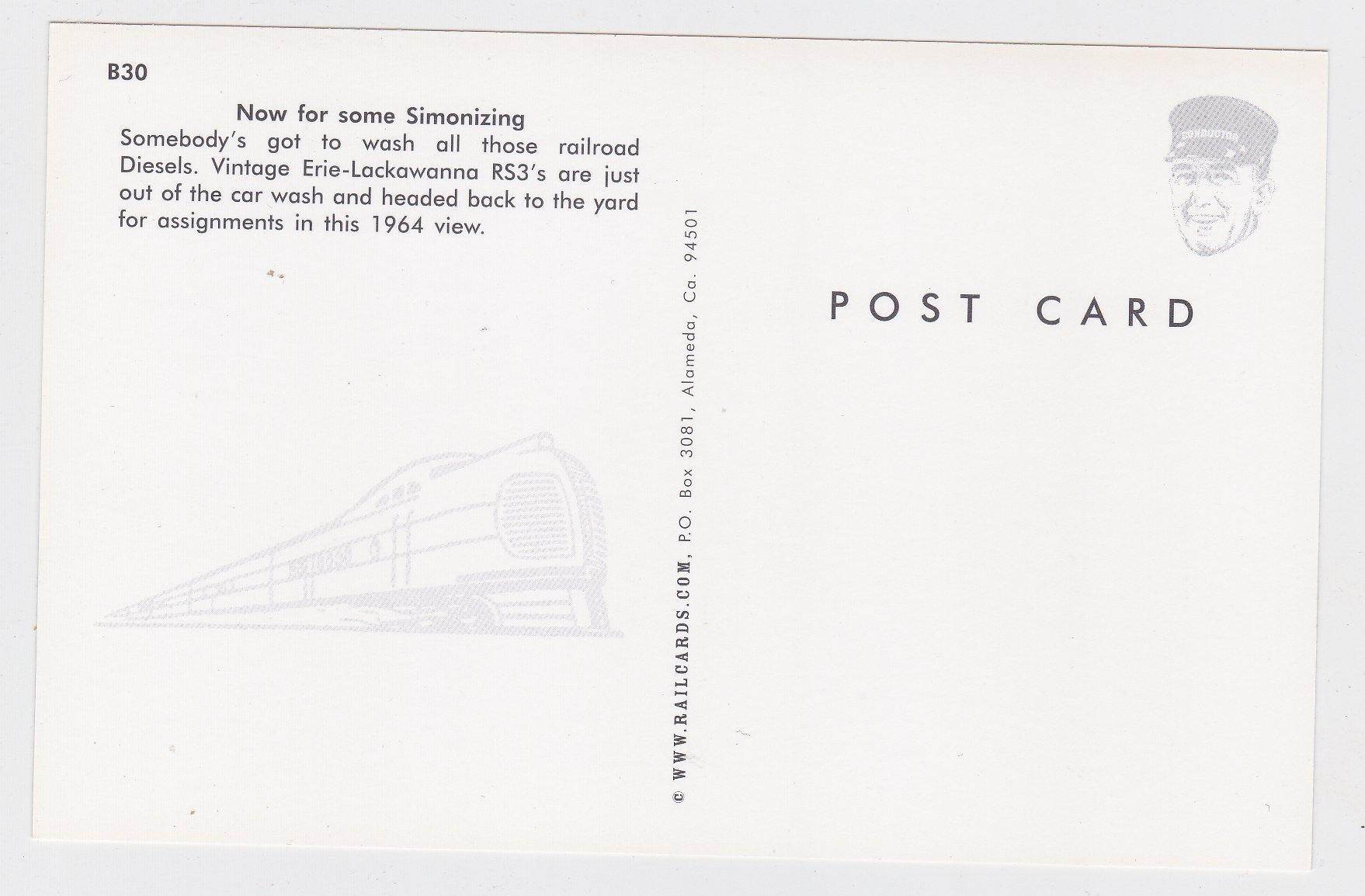 Erie Lackawanna Alco RS3 Diesel Locomotive Train Postcard - TulipStuff