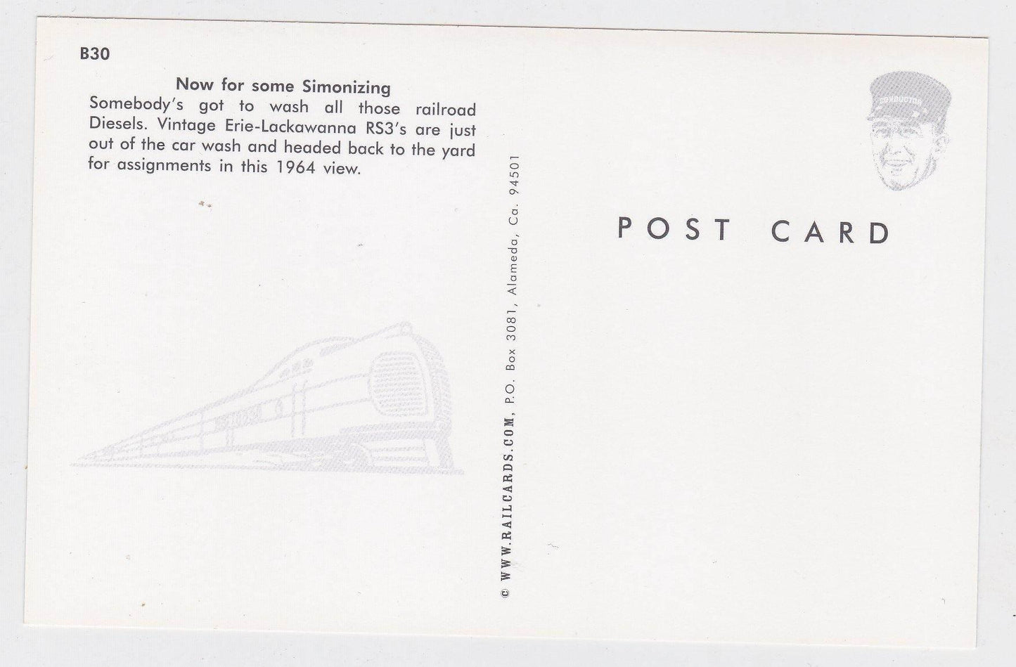 Erie Lackawanna Alco RS3 Diesel Locomotive Train Postcard - TulipStuff