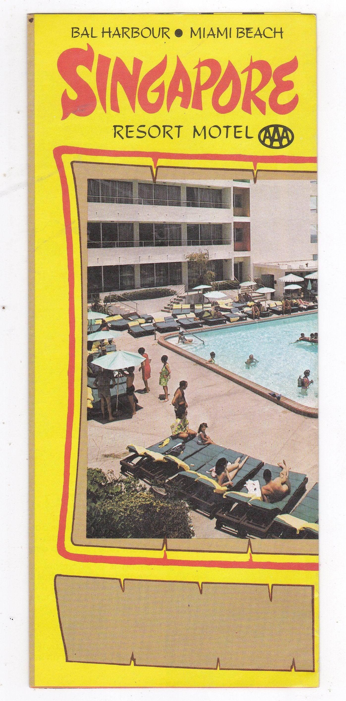 Singapore Resort Hotel Bal Harbour Florida Late 1970's Brochure - TulipStuff