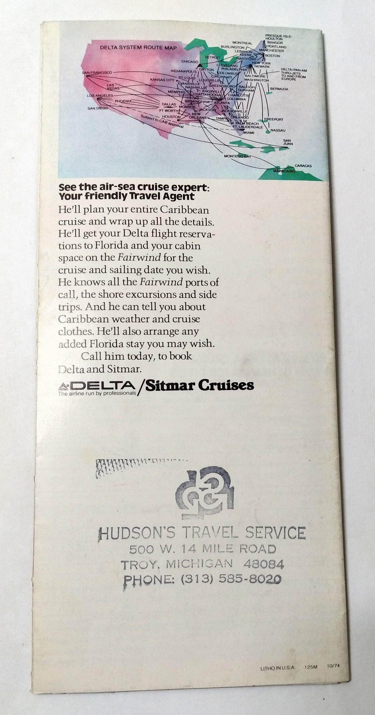 Sitmar Delta 1975 Air/Sea 7-14 Day Caribbean Cruises tss Fairwind - TulipStuff