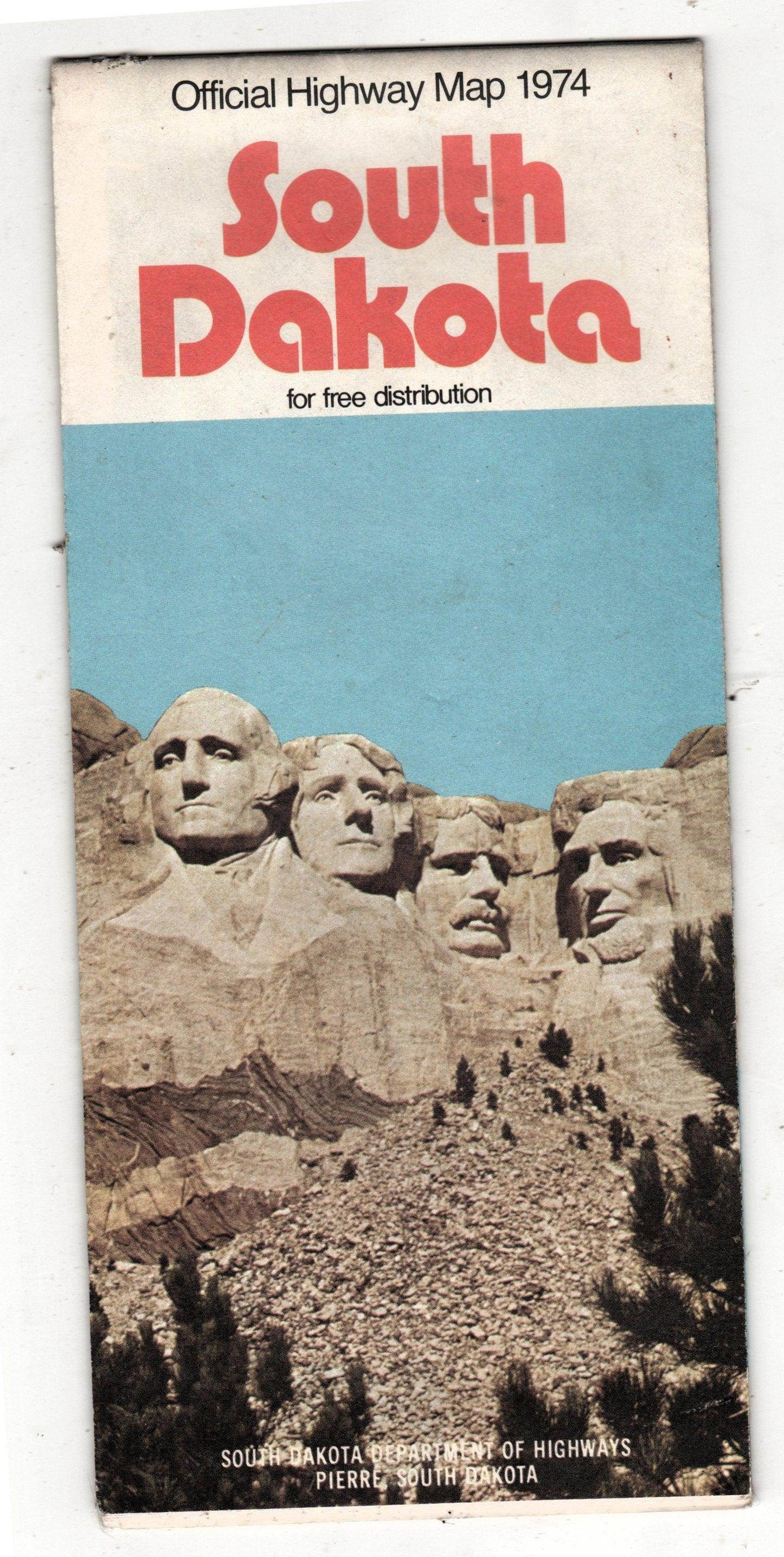 South Dakota 1974 Official State Highway Map TulipStuff