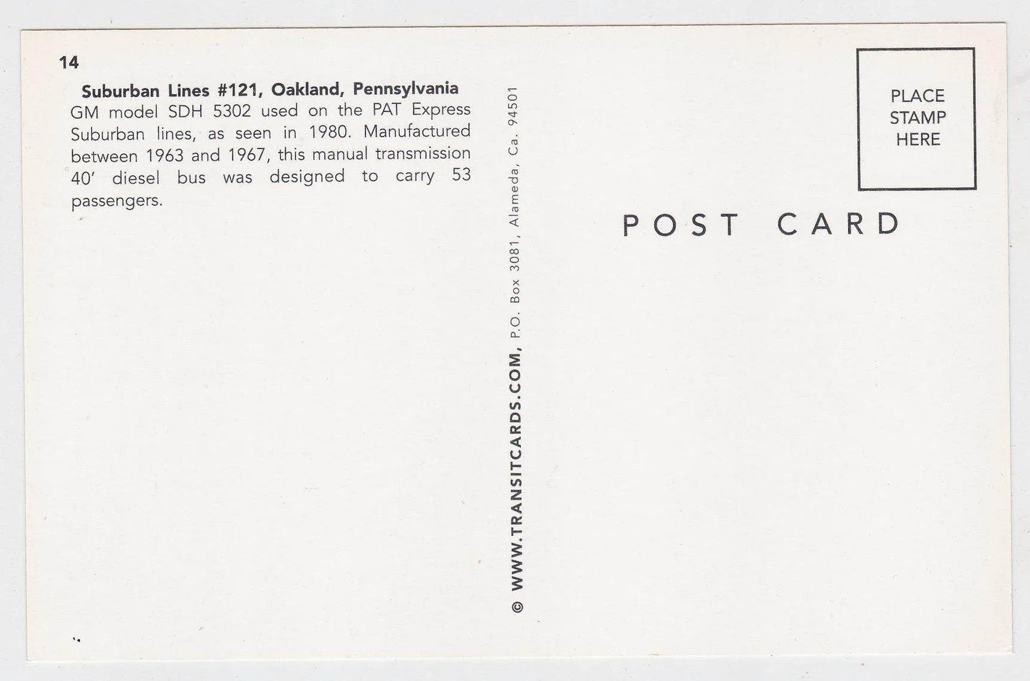 Suburban Lines GM SDH 5302 Bus Oakland Pennsylvania 1980 - TulipStuff