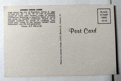 Sweden House Lodge Rockford Illinois US20 1960's Postcard - TulipStuff