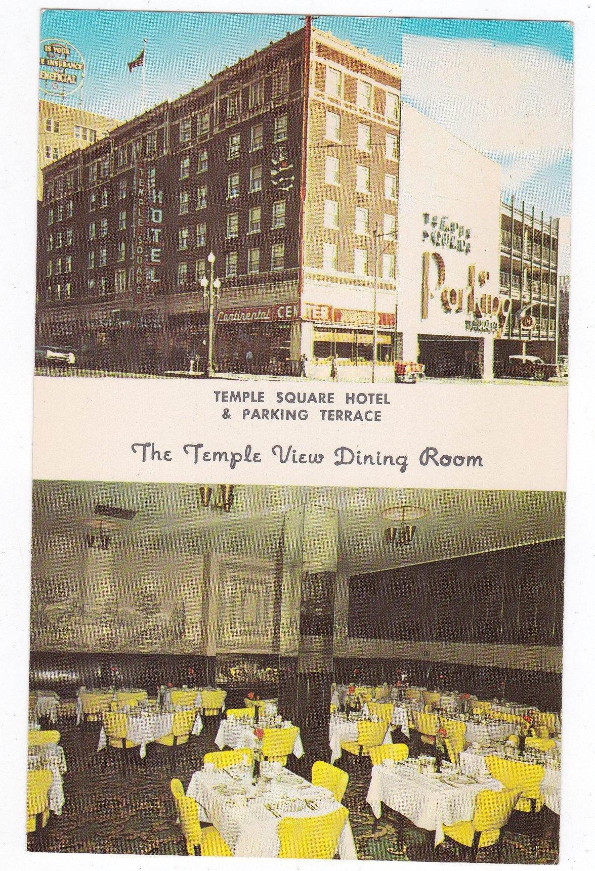 Temple Square Hotel and Dining Room Salt Lake City Utah 1950's Postcard - TulipStuff