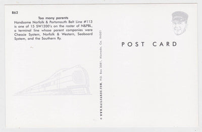 Norfolk & Portsmouth Belt Line EMD SW1200 Locomotive Train Postcard - TulipStuff