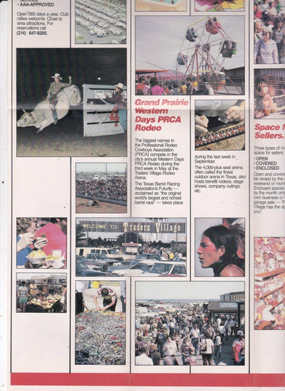 Traders Village Flea Market RV Park Grand Prairie Texas 1982 Brochure - TulipStuff