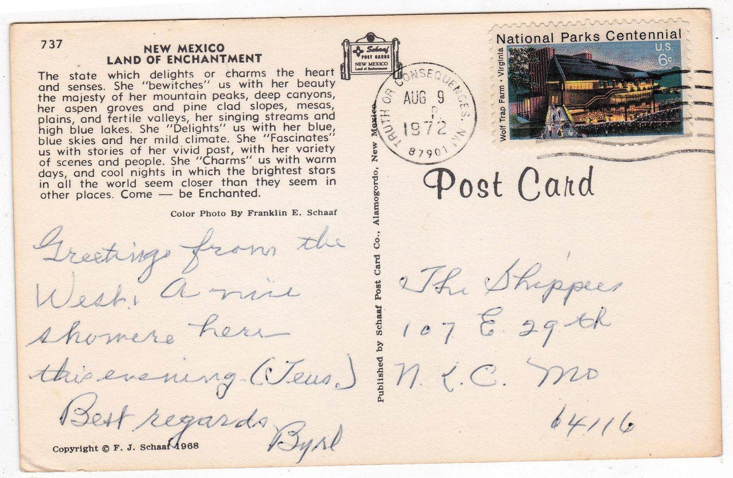 Greetings from Truth or Consequences New Mexico 1968 Postcard - TulipStuff