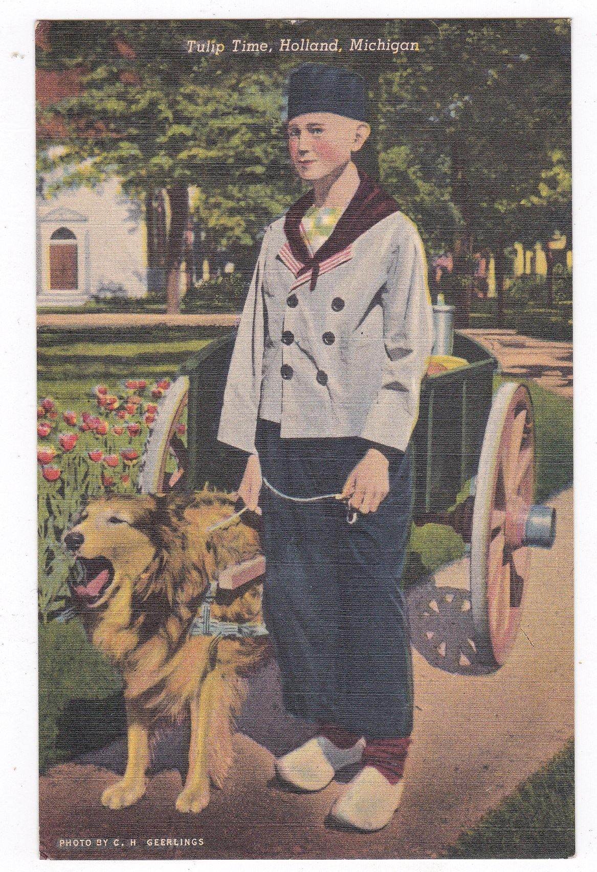 It's Tulip Time In Holland Michigan Early 1940's Linen Postcard - TulipStuff