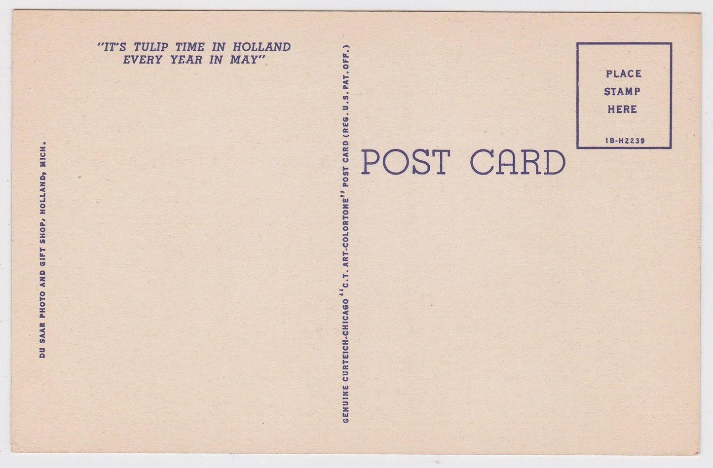 It's Tulip Time In Holland Michigan Early 1940's Linen Postcard - TulipStuff