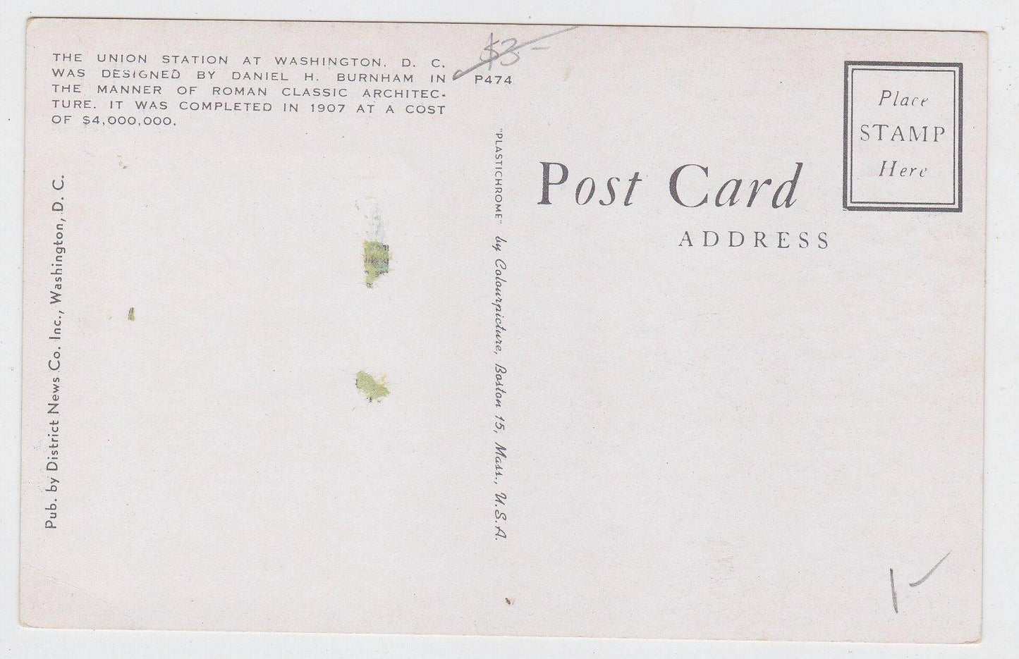 Union Station Washington DC Late 1940's Postcard - TulipStuff