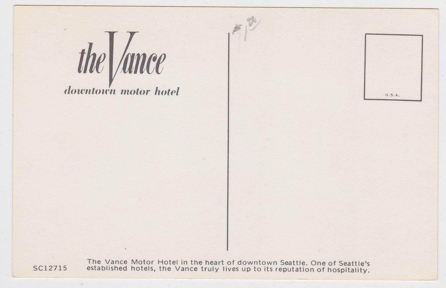 The Vance Downtown Motor Hotel Seattle Washington 1970's - TulipStuff