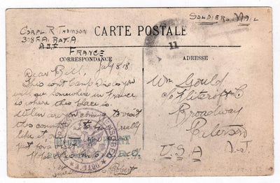 Vannes La Tour du Connetable et les Remparts 1918 WW1 Soldier Mail - TulipStuff