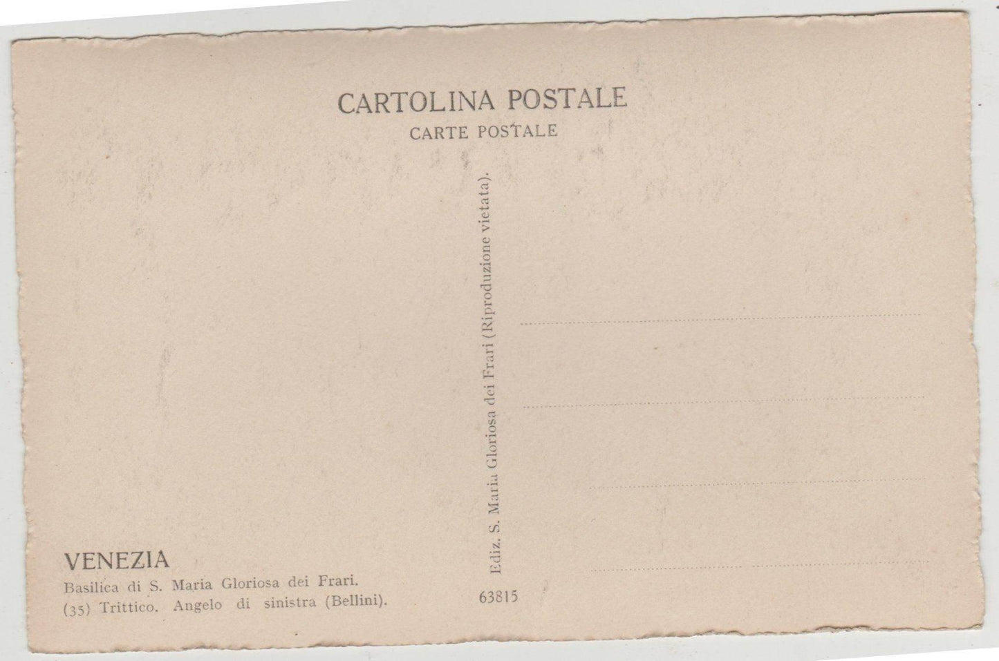 Venezia Basilica di S. Maria Gloriosa dei Frari 1920's Art Postcard - TulipStuff