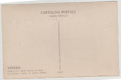 Venezia Basilica di S. Maria Gloriosa dei Frari 1920's Art Postcard - TulipStuff