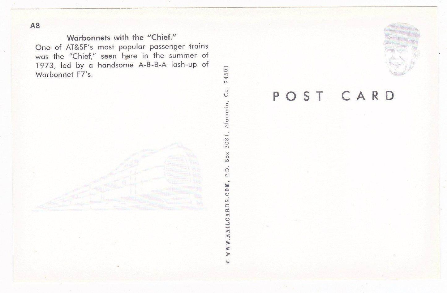 AT&SF Santa Fe The Chief Passenger Train And Warbonnet F7 Locomotive - TulipStuff