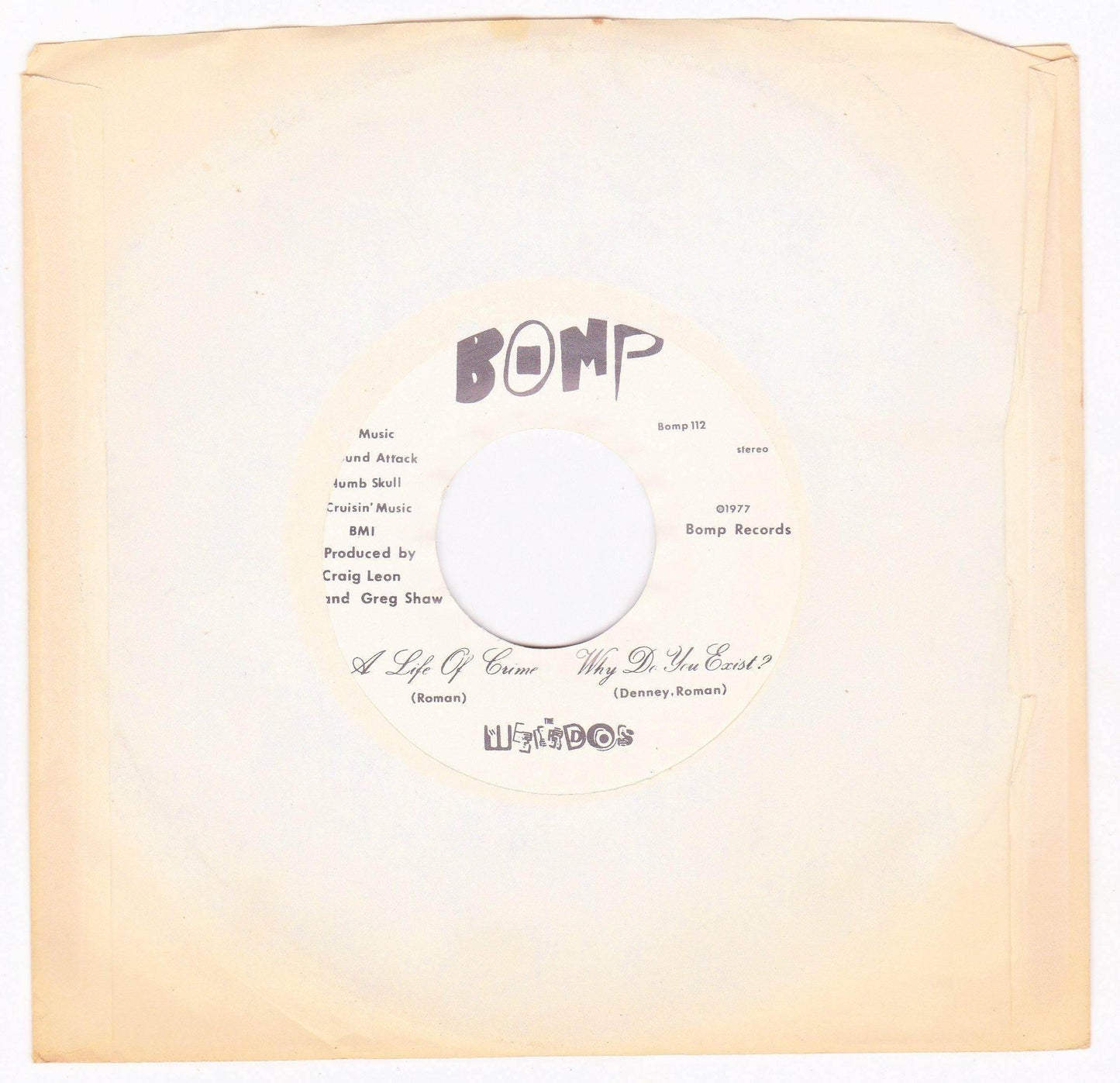 The Weirdos Destroy All Music Bomp Records LA Punk 1986 Pressing - TulipStuff