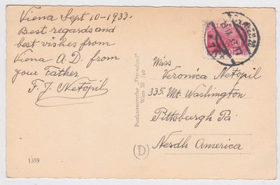 Wien Kahlenberg Vienna Austria real Photo Postcard 1933 - TulipStuff