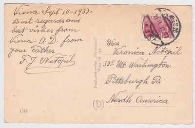 Wien Kahlenberg Vienna Austria real Photo Postcard 1933 - TulipStuff