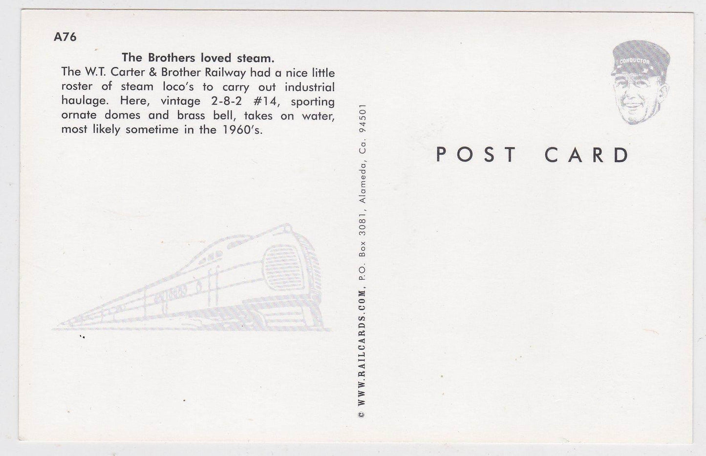 W .T. Carter and Brother Railway 2-8-2 Steam Locomotive 1960's - TulipStuff