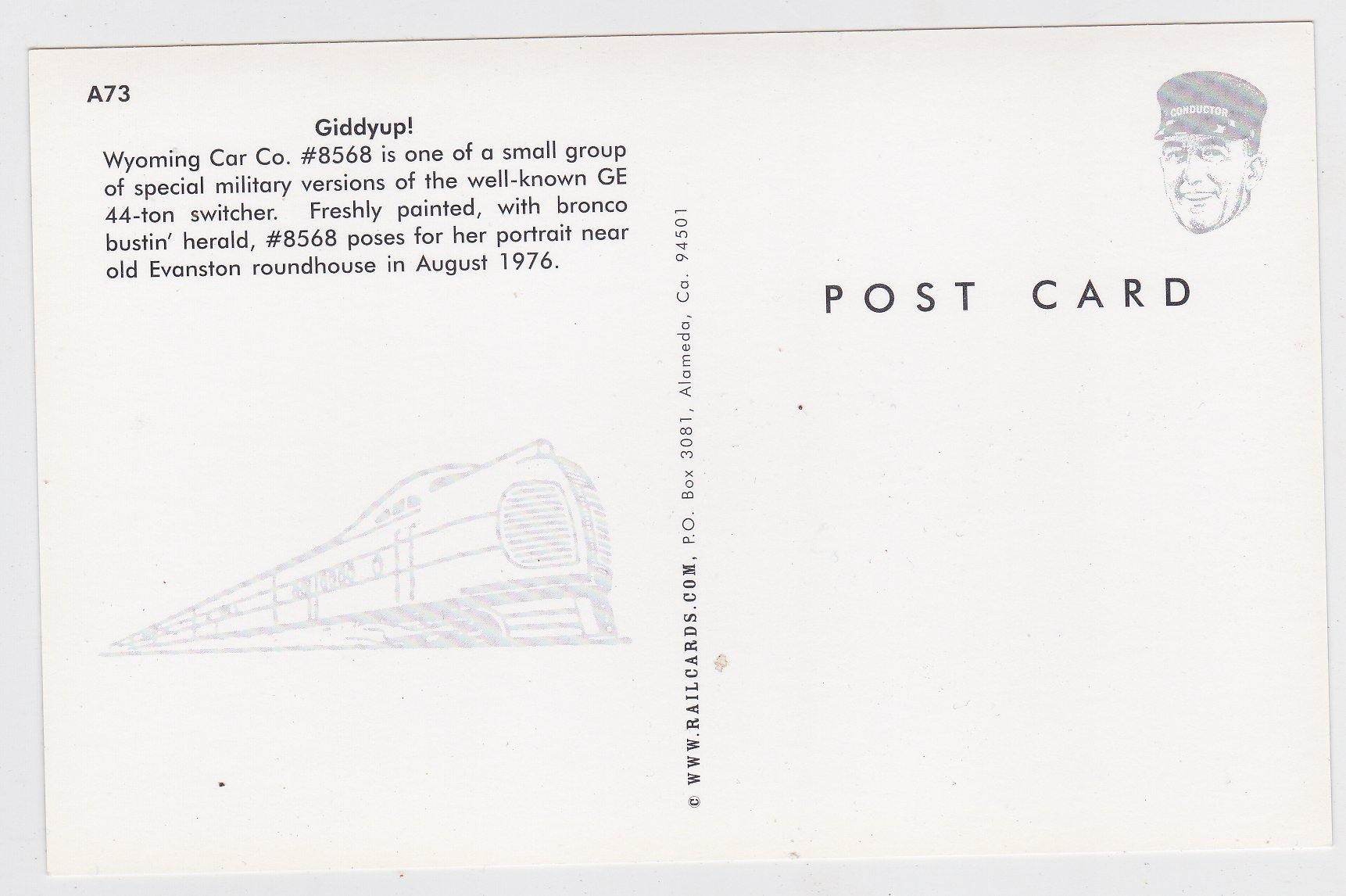 Wyoming Car Co. #8568 GE 44-ton Switcher Diesel Locomotive - TulipStuff